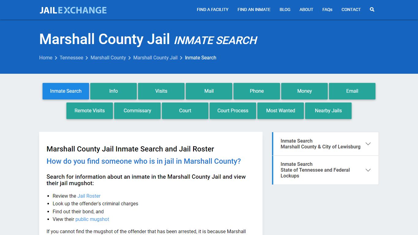 Inmate Search: Roster & Mugshots - Marshall County Jail, TN